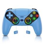 Dinosoo RGB Wireless Controller for PS5/PlayStation 5 PC, Bluetooth Controller with Turbo, Macro, Dynamic Vibration, 6-Axis Motion Control, 3.5mm Audio Jack, 1000mAh Battery, Speaker - Blue - Image 2