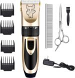 Dog Grooming Kit Clippers, Low Noise, Electric Quiet, Rechargeable, Cordless, Pet Hair Thick Coats Clippers Trimmers Set, Suitable for Dogs, Cats, and Other Pets (Gold) - Image 2