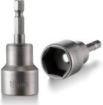 Dreyoo 2 Pack RV Scissor Jack Socket, 3/4" or 19mm Drill Adapter with 1/4" Hex Shank, Camper Trailer Stabilizer Jack Tool for RV, Car, Travel Trailer Leveling(Silver Gray) - Image 2