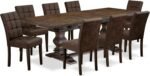 East West Furniture LAAS9-07-T25 9 Piece Table Set Consists A Wood Dining Table and 8 Black Textured Polyester Fabric Parson Dining Chairs, Distressed Jacobean - Image 2
