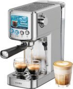 Espresso Machine 20 Bar with Milk Frother, Stainless Steel Coffee Maker with 42 oz Removable Water Tank for Cappuccino, Latte&Cold Brew, Home&Office, Silver - Image 2