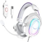 FIFINE USB Gaming Headset: Flowing RGB Lighting - 7.1 Surround Sound - Detachable Mic - Soft Ear Pads, Over-Ear Headset with Control Box, for PC, Laptop, Mac, PS5/PS4 - AmpliGame H13WP (White&Purple) - Image 2