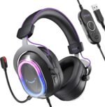 FIFINE Wired USB Gaming Headset: 7.1 Surround Sound - Vibrant Customizable RGB - Game/Chat Balance, Gamer Headphone with Noise Canceling Mic for PC, PS5/PS4, Laptop, Mac - AmpliGame H13BP - Image 2