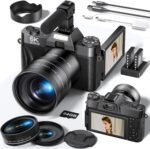 FLATIC Cameras for Photography, 6K 64MP Digital Camera with WiFi & Microphone for Youtuber, 16X Zoom Vlogging Camera with 180°Flip Screen, 64GB Card, 2 Batteries, Macro & Wide-Angle Lens, Card Reader - Image 2
