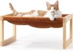 FUKUMARU Cat Bed with Removable Cover, Plush Velvet Couch for Indoor Cats, Wooden Feline Hammock, 21 x 16.5 Inch Kitten Sofa, Suitable for Kitty, Dog, Bunny and Small Animal, Brown - Image 2
