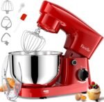 Facelle Stand Mixer, 10-Speed 6QT Kitchen Electric Mixer, Tilt-Head Food Mixer with Beater, Dough Hook, Wire Whip and Egg Separator, scraper for Most Home Cooks - Red - Image 2