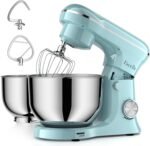 Facelle Tilt-Head Stand Mixer, 5QT+6QT Stainless Steel Two Bowls, 10 Speeds Kitchen Electric Food Mixer with Egg Whisk, Dough Hook, Beater, Dishwasher-Safe Attachment, Ideal Gift for Mom - Image 2