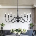 Farmhouse Chandeliers for Dining Room Light Fixtures 8 Lights Black Chandelier Light Fixture Ceiling Hanging Rustic Chandelier for Living Room Bedroom Entryway - Image 2