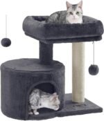 Feandrea Cat Tree Tower with Sisal Scratching Post, Cat Condo with Padded Perch, for Small Spaces, Kittens, Smoky Gray UPCT50G - Image 2