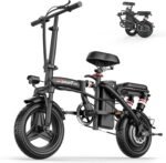 Foldable Electric Bike 1200W Peak Motor, Up to 25MPH, 45 Miles PAS Range, Quick Fold Design with 14” Tires, 3 Speed Modes & Shock Absorption, Commuter Ebike for Adults and Teens, Electric Mini Bike - Image 2
