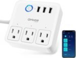 GHome Smart Power Strip with 3 USB Ports & 3 Smart Outlets Plugs That Work with Alexa & Google Home, WiFi Surge Protector, Flat Plug for Home Office Travel, 10A, White - Image 2