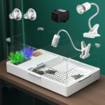 Geegoods Turtle Tank Aquarium with Light, Reptile Aquarium Terrapin Lake with Water Pump Tank for Pet Turtle Reptile Habitat（15.7''x11.8''x10''） - Image 2