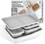 Gotham Steel 6 Pc Stackable Baking Pans Set, 70% Space Saving Design, Ceramic Bakeware Sets Non Toxic Made Without PFOA PFOS, with Baking Sheet Tray, Cake & Muffin Pans, Oven & Dishwasher Safe - Image 2