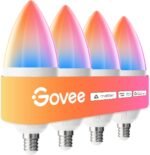 Govee E12 Led Bulb, Smart Light Bulbs Work with Matter, Alexa, Google Assistant, WiFi Candelabra Bulbs 40 Watt Equivalent, RGBWW Color Changing Light Bulb, 2.4Ghz Only, 450 LM, 4 Pack - Image 2