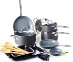 GreenPan Lima Hard Anodized Healthy Ceramic Nonstick 18 Piece Cookware Bakeware Pots and Pans Set, PFAS-Free, Oven Safe, Gray - Image 2