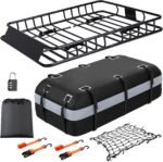 Heavy Duty Universal Rooftop Cargo Carrier Roof Rack, 64"x36"x5" Roof Rack Basket with 20 Cu.Ft Waterproof Bag, for SUV, Truck and Van, 250lbs Capacity, Corrosion Resistant (ROOF 64" and Bag) - Image 2
