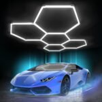 Hexagon Garage Lights: 168W 25 Pack 5 Grids LED Garage Lights - Easy Install 6500K Super Bright Honeycomb Light for Workshop Warehouse Car Detailing Shop Exhibition Hall Gym - Image 2