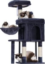 Hey-brother Cat Tree Tower, Scratching Posts with Cozy Condo, Padded Bed, Hammock, Plush Perch, Sisal Post and Ball for Indoor Kittens, 44.9 Inches, Smoky Gray MPJ009SG - Image 2