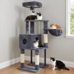 Heybly Cat Tree, 49.2 Inches Cat Tower for Indoor Cats, Spacious Cat House Condo with Hidden Space，Sturdy Steel Tube，Soft Plush Top Perch，Cozy Hammock and Sisal Scratching Posts, Smoky Gray HCT200SG - Image 2