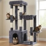 Heybly Heavy Duty Cat Tree, Tower for Indoor Cats large adult, Tall Cat Condo House with Extra-Large Baseboard, Multi-Level Plush Furniture with Scratching Posts, Hammock,Toy Balls, Smoky Gray HCT026G - Image 2