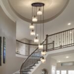 High Ceilings Long Chandeliers Modern Crystal Long Pendant Light,Long Raindrop Hanging Chandeliers,Hanging Flush Mount Chandelier Ceiling Light for Staircase Foyer Entryway 8 Lights - Image 2
