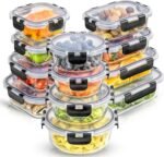 JoyJolt 24pc Borosilicate Glass Storage Containers with Lids | 12 Airtight/Freezer Safe Food Storage Containers for Pantry and Kitchen | Meal Prep Container for Lunch | Glass Tupperware Set - Image 2
