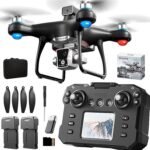 KY102 Drone with Screen Controller with SD card, Brushless Motor, Optical Flow Localization, Active Obstacle Avoidance, 2 batteries, One Key Take Off/Landing. (2 batteries - Black) - Image 2