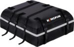 Kingfun Car Rooftop Cargo Carrier – Waterproof 20 Cubic Feet Car Roof Bag Fit All Vehicles with/Without Roof Racks, Includes Anti-Slip Mat, 8 Reinforced Straps & 6 Door Hooks, Luggage Locks（Black） - Image 2