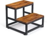LIANTRAL 2 Step Stool for Adults Kids, Heavy Duty Sturdy Steel Frame with Wooden Steps, Bedside Foot Stool with 500lbs Load Capacity, Non-Slip Step Stool for High Bed, Kitchen, RV Step - Rustic Brown - Image 2