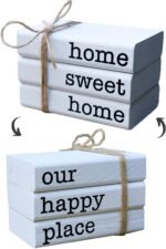 LIVDUCOT Farmhouse Mini White Decorative Books for Tiered Tray Decor - Wooden Book Stack Faux Books for Coffee Table Living Room Decoration - Small Shelf Decor Accent - Image 2