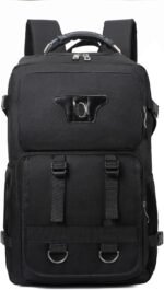 Large Travel Backpack Carry,Camping Hiking Backpack,Water Resistant Outdoor Daypack Travel Bag for Climbing Skiing (Black) - Image 2