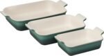 Le Creuset Stoneware Heritage Set 3 Rectangular Dishes, Artichaut - Image 2