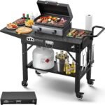 Leteuke Grill Cart for Blackstone Griddle, Portable Outdoor Grill Table, Foldable Cart Table with Wheels for Ninja, Griddle Stand Fit 17 Inch Or 22 Inch, BBQ Prep Tables with Seasoning Tray - Image 2