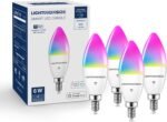Lightinginside E12 Smart Light Bulbs 60W Equiv., Work with Alexa/Google Home/Smart Life, 500LM 6W RGBCW Candle Candelabra LED Light Bulbs, No Hub Required, 2.4G WiFi Bluetooth Bulb, ETL Listed, 4PCS - Image 2