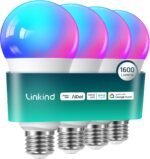 Linkind Smart Light Bulbs, 1600LM (100W Equivalent) Smart Bulb, Work with Alexa & Google Home, RGBTW Color Changing Bulb Music Sync, 2.4GHz Wi-Fi & Bluetooth, LED Alexa Light Bulbs 14W, A21 E26, 4Pack - Image 2