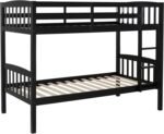 Linon Howell Black Solid Wooden Twin Over Twin Bunk Bed with Ladder - Image 2