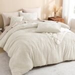 Litanika King Size Comforter Set Beige, 3 Pieces Cream Tufted Boho Farmhouse Bedding Comforter Sets, Lightweight Fluffy Comforter Bed Set for All Season (104x90In Comforter and 2 Pillowcases) - Image 2