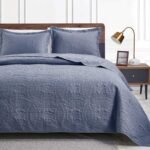Love's cabin King Size Quilt Set Blue Bedspreads - Soft Bed Summer Lightweight Bedspread Comforter - Modern Style Coin Pattern Coverlet for All Season - 3 Pieces (1 Quilt, 2 Pillow Shams) - Image 2