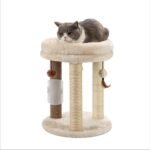 MECOOL 4in1 Small Cat Tree,Scratching Post with Tower Soft Bed, Sisal Carpet Jute Posts with Three Hanging Ball Toys and Massage Brush for Indoor Cats and Kittens - Image 2