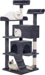 Made4Pets Cat Tree 54in Cat Tower for Indoor Cats Kitten Tree Multi-Level Cat Tree with 2 Condo Furniture Activity Center with Scratching Posts Funny Toys Kittens Pet Play House, Dark Grey - Image 2