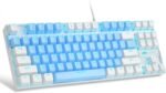 MageGee 75% Mechanical Gaming Keyboard, Blue Switch, LED Blue Backlit, 87 Keys Compact TKL Wired Keyboards for Windows Laptop PC Gamer - Blue/White - Image 2