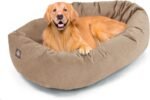 Majestic Pet 40 Inch Suede Calming Dog Bed Washable 40x29x9 (Inch) – Cozy Soft Round Donut Dog Bed with Spine Support for Dogs to Rest Their Head - Pet Bed Large – Stone (2025) - Image 2