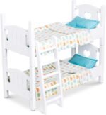 Melissa & Doug Mine to Love Wooden Play Bunk Bed for Dolls up to 18 inches-Stuffed Animals - White (2 Beds, 17.4”H x 9.1”W x 20.7”L Assembled and Stacked) - Image 2