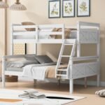 Merax Wooden Bunk Bed,Twin Over Full Bunk Bed with Ladder,Safety Guardrail,Can Be Separated into 2 Beds,Perfect for Bedroom,White - Image 2