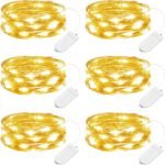 Minetom 6 Pack Fairy Lights Battery Operated String Lights - 7ft 20 LED Waterproof Silver Wire Firefly Lights Waterproof for DIY Crafts Wedding Décor Table Centerpieces Mason Jars Party - Image 2