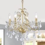 Mini Crystal Chandelier, Modern K9 Crystal Chandeliers for Dining Room, 4-Lights Gold Pendant Ceiling Light Fixture for Entryway Kitchen Island Bathroom Bedroom Living Room, H 21" x W 17.7" - Image 2