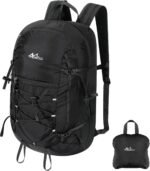 MoKo Hiking Backpack, 40L Large Capacity Camping Backpack with Multiple Pockets, Tear-Resistant Travel Daypack for Men Women, Packable and Lightweight Hiking Daypack for Travel Camping Outdoor, Black - Image 2
