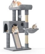 MoNiBloom 36-Inch Cat Tree with Condo, Hammock & Sisal Scratching Posts, Multi-Level Climbing Stand for Indoor Cats, Light Grey - Image 2