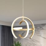Modern Gold LED Chandelier, Globe 4000K Pendant Light Fixture, Round Adjustable Height Dining Room Hanging Light for Kitchen Island Bedroom Hallway Foyer(11.81 Inch) - Image 2