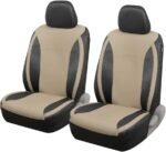 Motor Trend Beige Faux Leather Car Covers for Front Seats – Premium Automotive Bucket Seat Covers, Made for Vehicles with Removable Headrests, Interior Covers for Truck Van SUV - Image 2